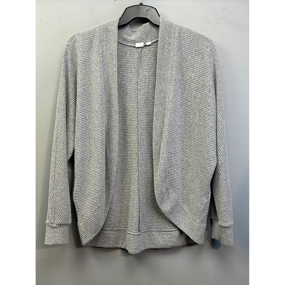GAP Cardigan Womens Medium Gray Open Front Ribbed Knit Cocoon Relaxed 17116